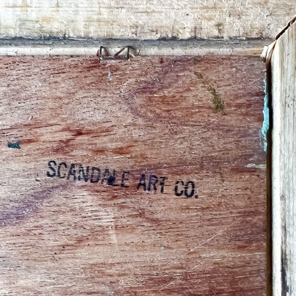 Vintage 10x8in River Bank Forest Still Life Oil Painting Wood Gold Frame Sunset - Picture 10 of 10